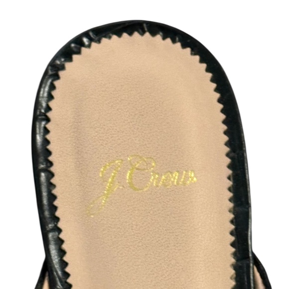 J. Crew Carolyn Mule Flats Slides Croc Embossed Leather Size 8.5 Black - Picture 2 of 6